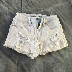 High rise light washed jean shorts